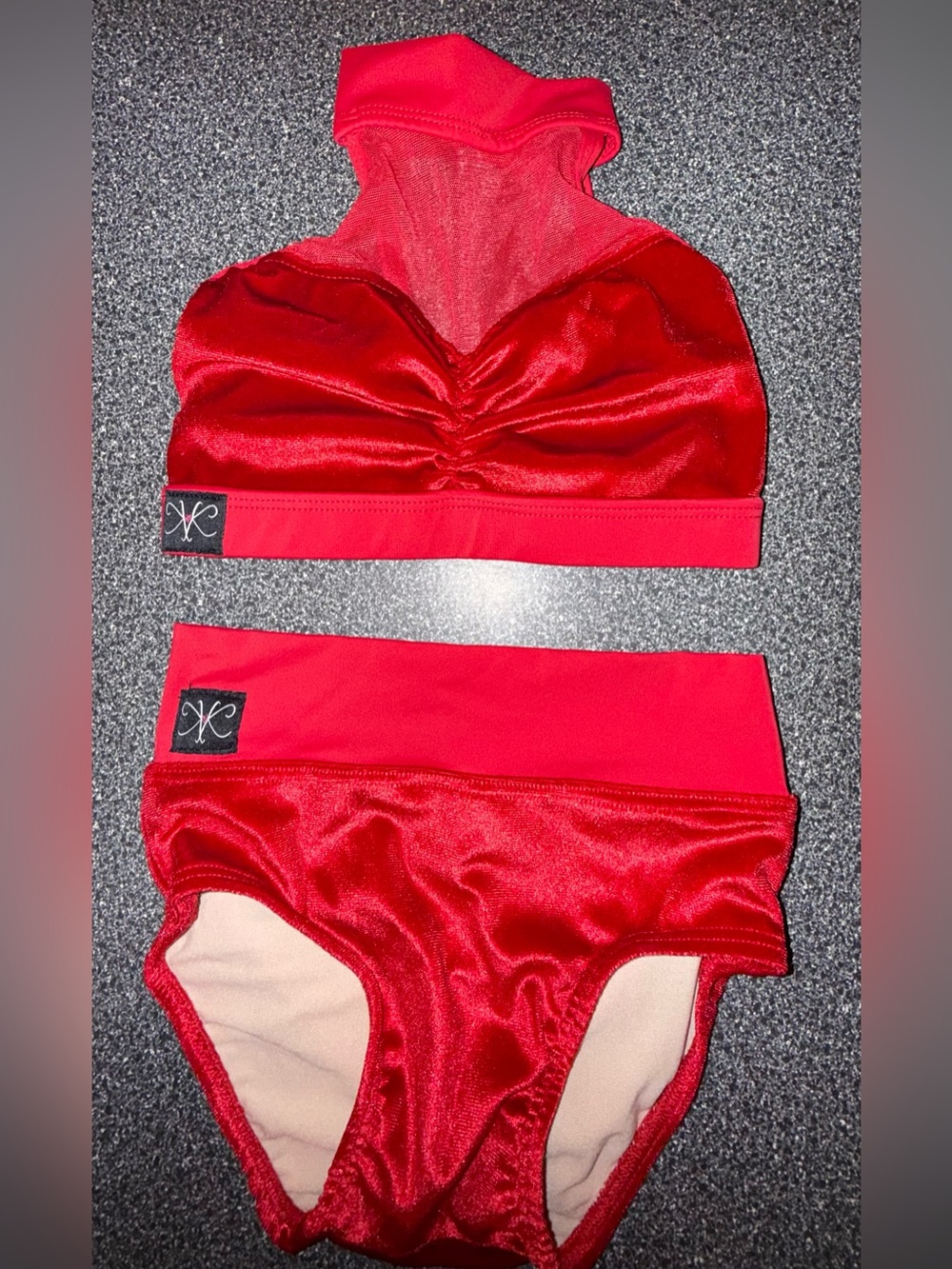 Kandi Kouture Dance 2 Piece Set Red Velvet Size Child Medium (5/6)